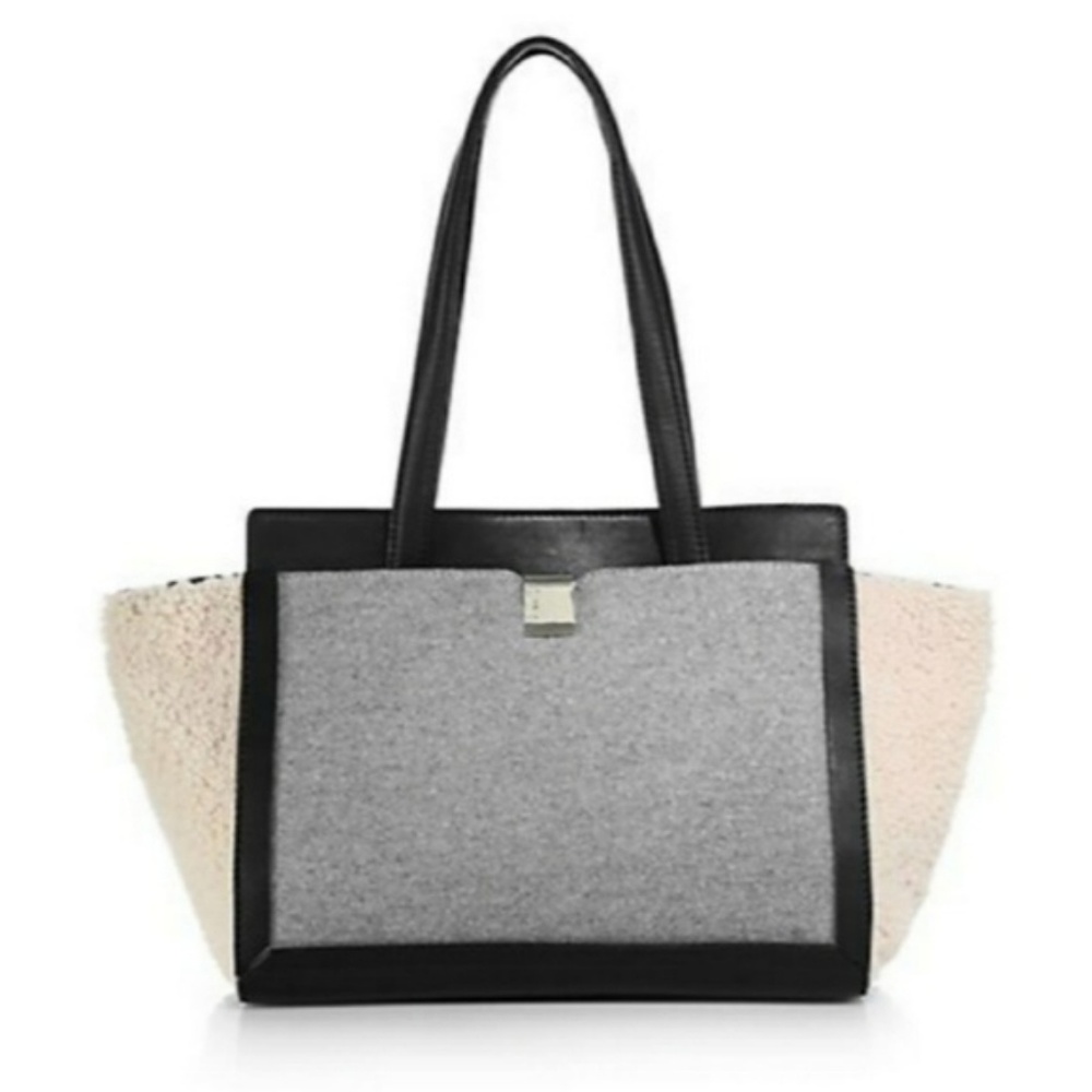 Loeffler Randal Shearling, Leather & Wool Tote